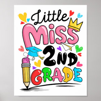 Little Miss 2nd Second Grade Cute Ck To School Poster
