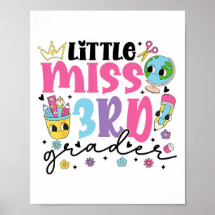 Little Miss 3rd Grader First Day Of School Kawaii  Poster
