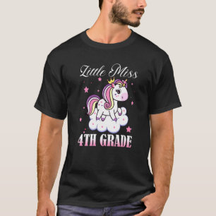 Little Miss 4th Grade First Day Of School Unicorn T-Shirt