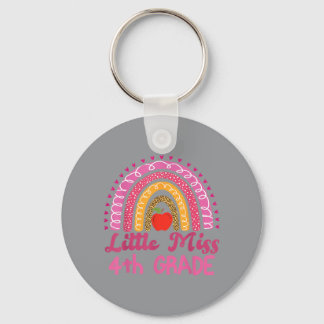 Little Miss 4th Grade Rainbow Teacher Kids Back To Keychain