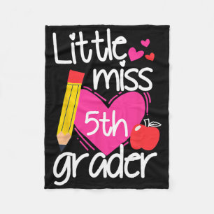 Little Miss 5th Grade First Day Of Hello Fifth Gra Fleece Blanket
