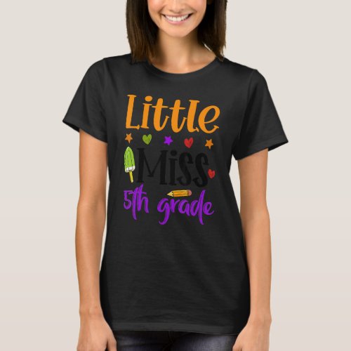 Little Miss 5th Grade Kids Cute 5th Grader Girls T_Shirt