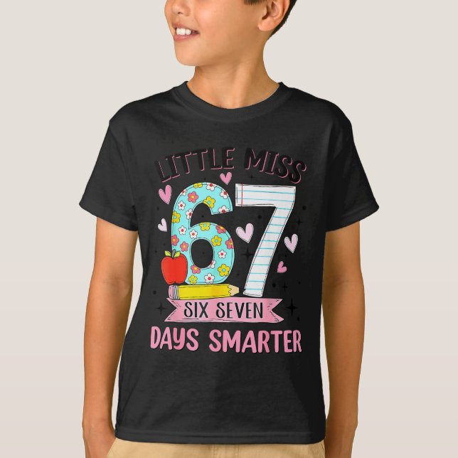 Little Miss 67 Days Smarter Coquette Bow 67th Day  T-Shirt (Front)