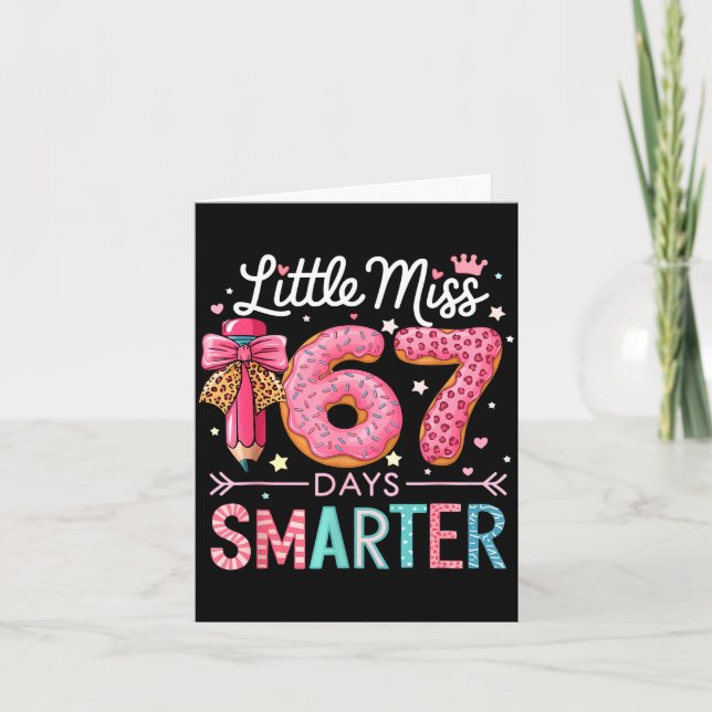 Little Miss 67 Days Smarter Donut Lover 67th Day O Card (Front)