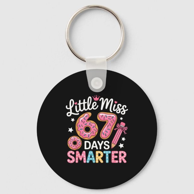 Little Miss 67 Days Smarter Kids Girls 67th Day Of Keychain (Front)