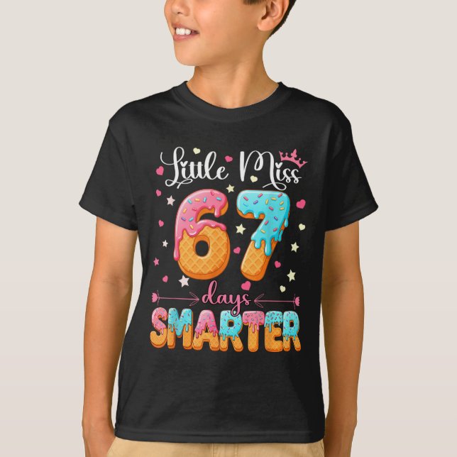 Little Miss 67 Days Smarter Kids Girls 67th Day Of T-Shirt (Front)