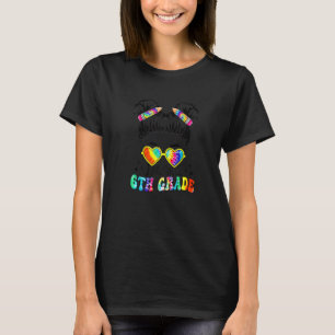 Little Miss 6th Grade Back To School Tie Dye Messy T-Shirt
