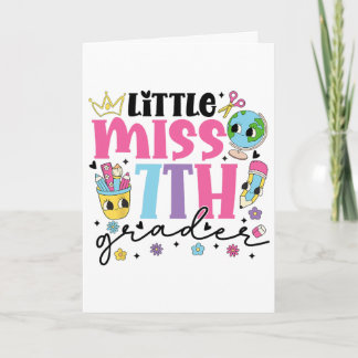 Little Miss 7th Grader First Day Of School Kawaii Card