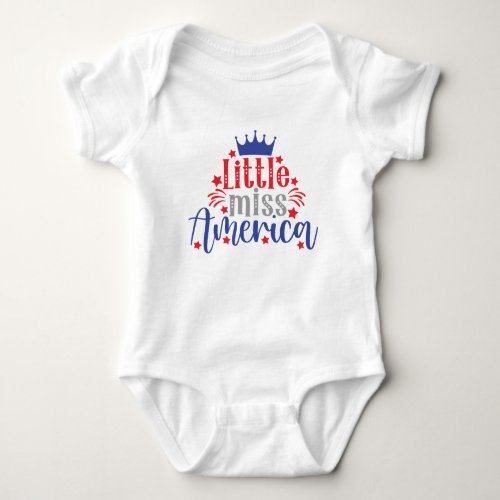 Little Miss Amercia Patriotic 4th of July Baby Bodysuit