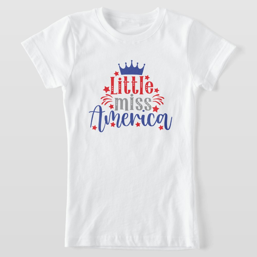 Little Miss Amercia Patriotic 4th of July Personalized T-Shirt