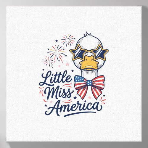 Little Miss America Patriotic Duck Vintage Shirt ( Canvas Photo Tile