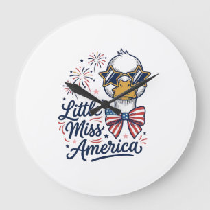 Little Miss America Patriotic Duck Vintage Shirt ( Large Clock