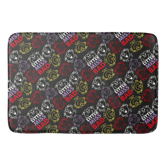 Little Miss Bad | Black, Red & Yellow Pattern Bathroom Mat (Front)