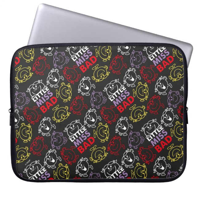 Little Miss Bad | Black, Red & Yellow Pattern Laptop Sleeve (Front)