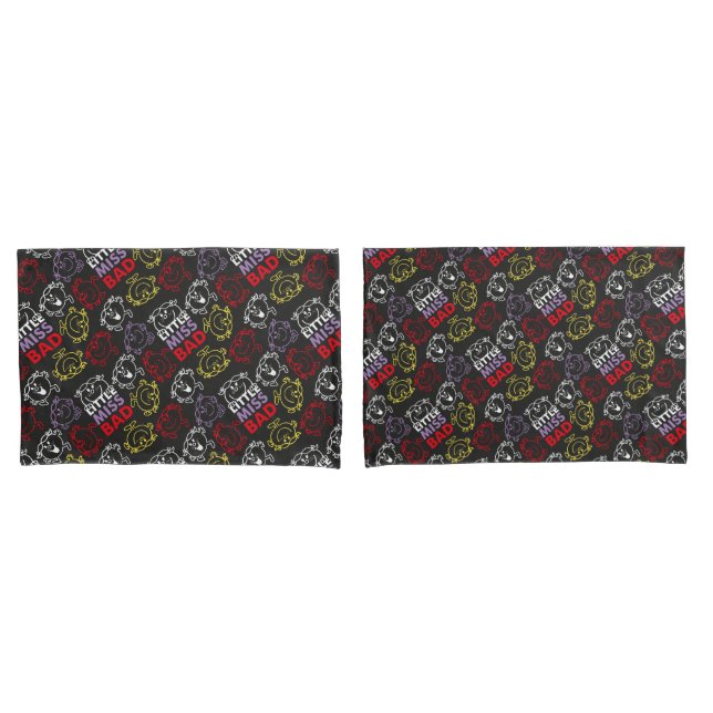 Little Miss Bad | Black, Red & Yellow Pattern Pillow Case (Front-Set)