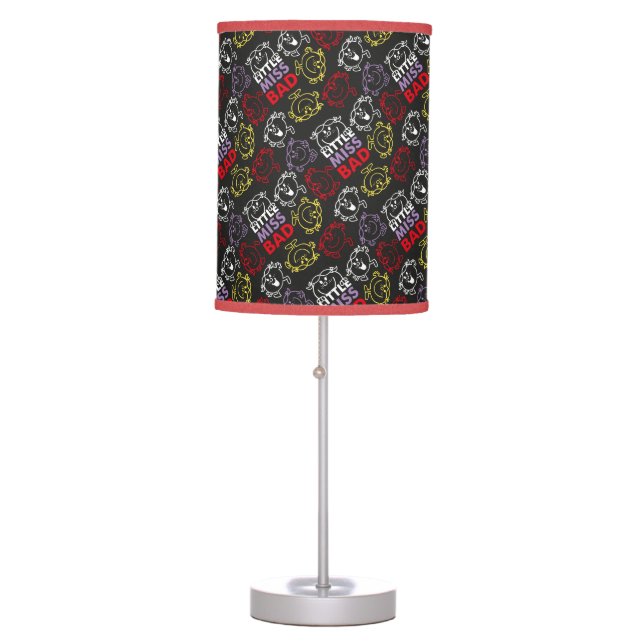 Little Miss Bad | Black, Red & Yellow Pattern Table Lamp (Front)