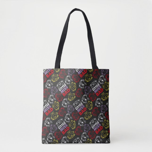 Little Miss Bad | Black, Red & Yellow Pattern Tote Bag (Front)