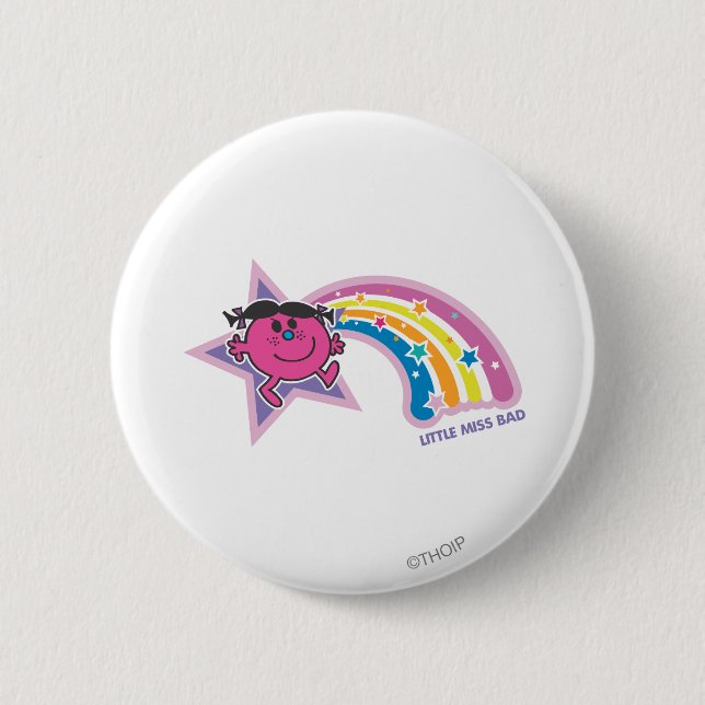 Little Miss Bad & Rainbow Pinback Button (Front)