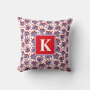 Little Miss Bad   Red Polka Dot Pattern   Monogram Throw Pillow