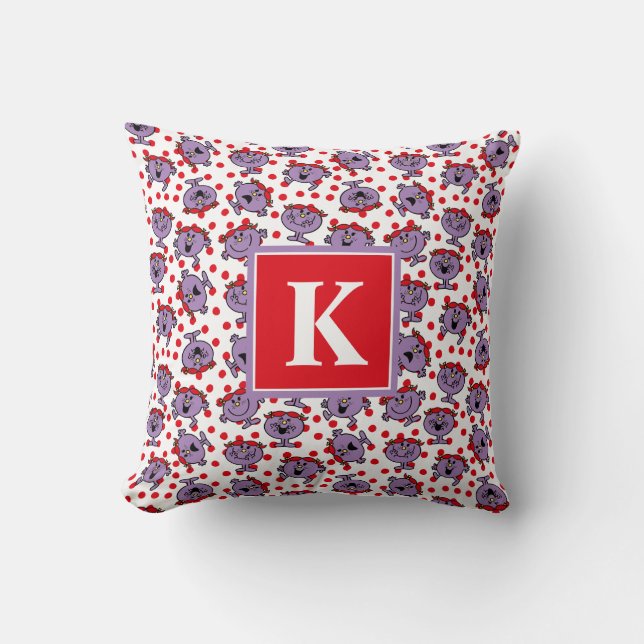Little Miss Bad | Red Polka Dot Pattern | Monogram Throw Pillow (Front)