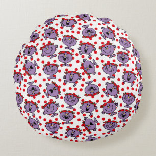 Little Miss Bad Red Polka Dot Pattern Round Pillow