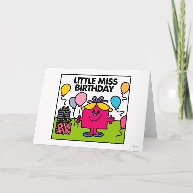 Little Miss Birthday | Presents & Balloons Card (Front)