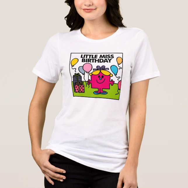 Little Miss Birthday | Presents & Balloons Tri-Blend Shirt (Front)