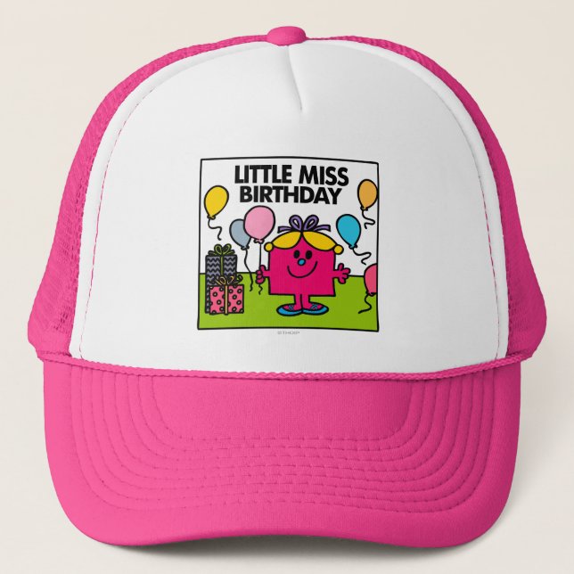 Little Miss Birthday | Presents & Balloons Trucker Hat (Front)