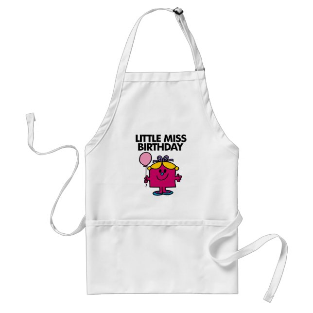 Little Miss Birthday With Pink Balloon Adult Apron (Front)