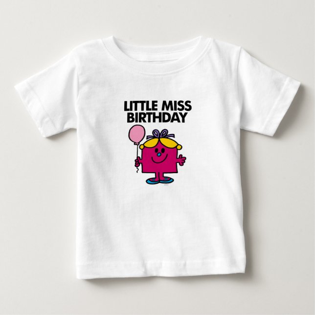 Little Miss Birthday With Pink Balloon Baby T-Shirt (Front)