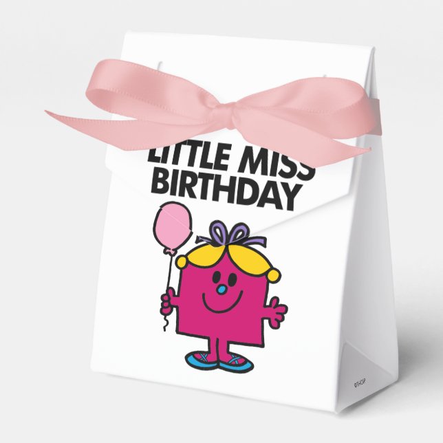 Little Miss Birthday With Pink Balloon Favor Boxes (Front Side)