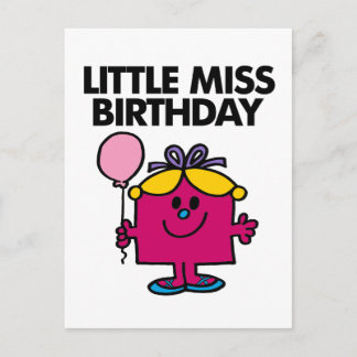 Little Miss Birthday With Pink Balloon Postcard