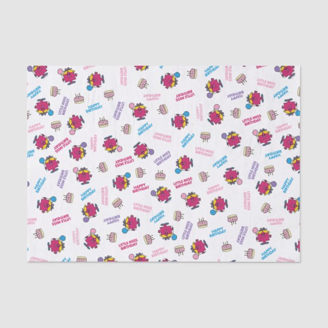 Little Miss Birthday With Pink Balloon Tissue Paper (Front)