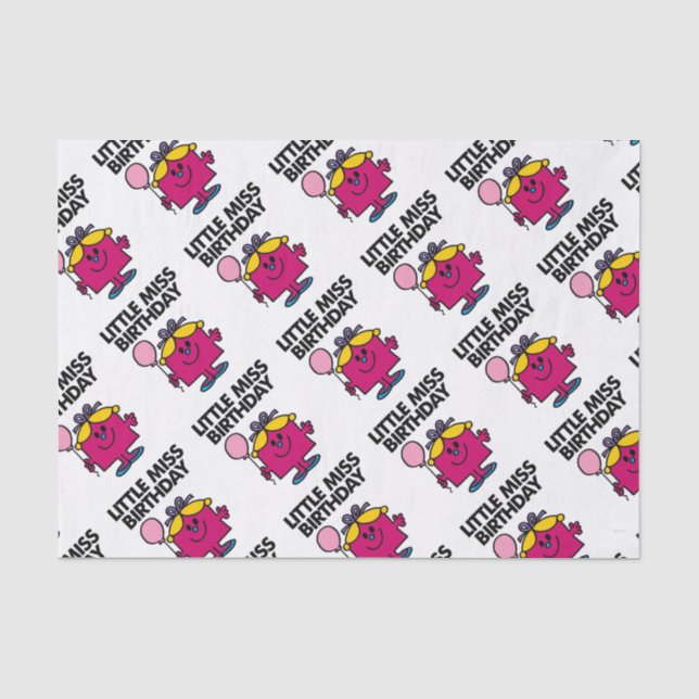Little Miss Birthday With Pink Balloon Tissue Paper (Front)