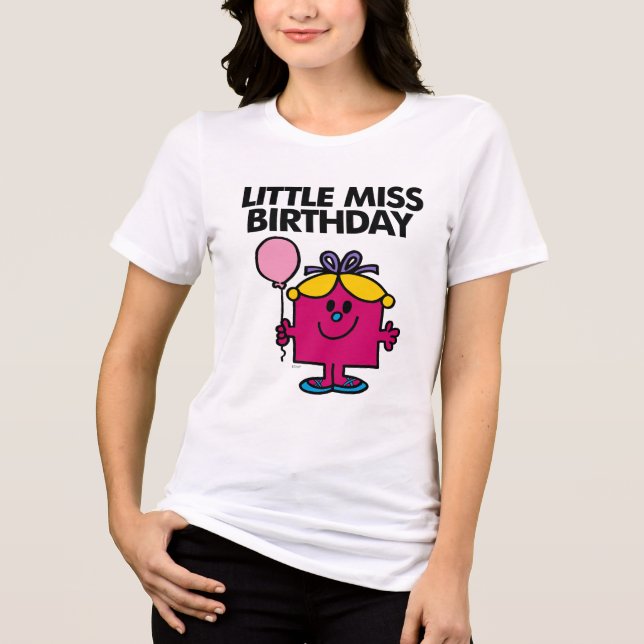 Little Miss Birthday With Pink Balloon Tri-Blend Shirt (Front)