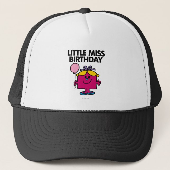 Little Miss Birthday With Pink Balloon Trucker Hat (Front)