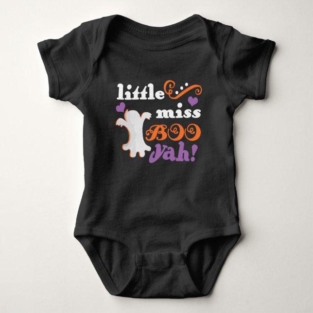 little miss boo yah cute halloween baby bodysuit (Front)