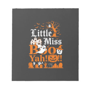 Little Miss Boo Yah Halloween Ghost Pumpkin Bats Notepad