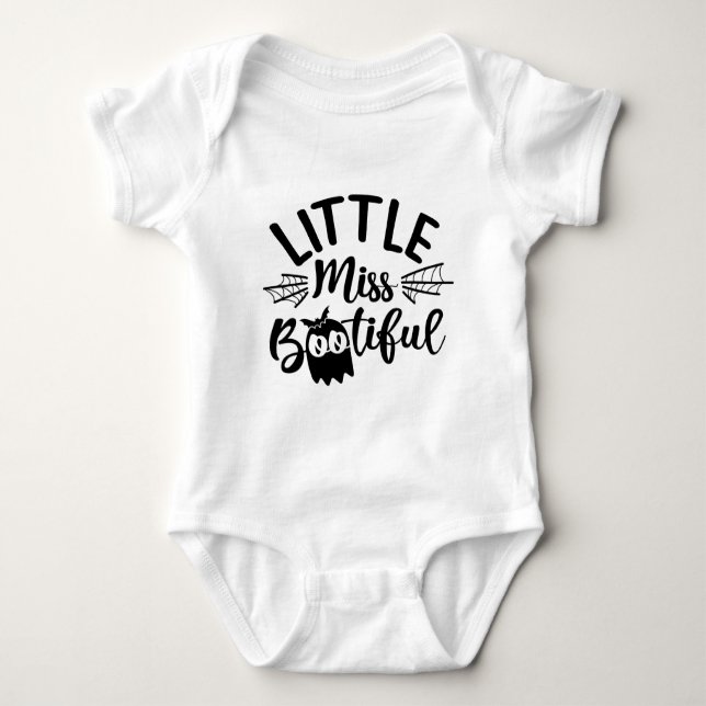 Little miss bootiful halloween lettering baby bodysuit (Front)