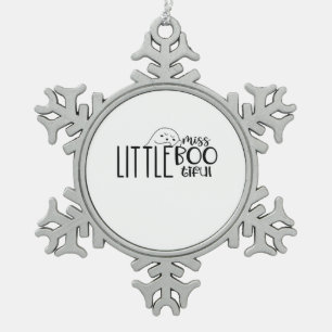Little Miss Bootiful Retro Classic Snowflake Pewter Christmas Ornament