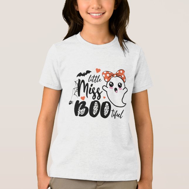 Little Miss Bootiful | Spooky Fun Kids Halloween Tri-Blend Shirt (Front)