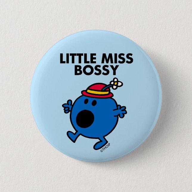 Little Miss Bossy | Black Lettering Pinback Button (Front)