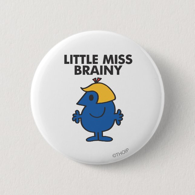 Little Miss Brainy Standing Still Button (Front)