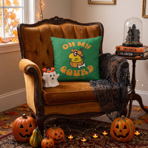 Little Miss Busy Oh My Gourd Halloween Throw Pillow