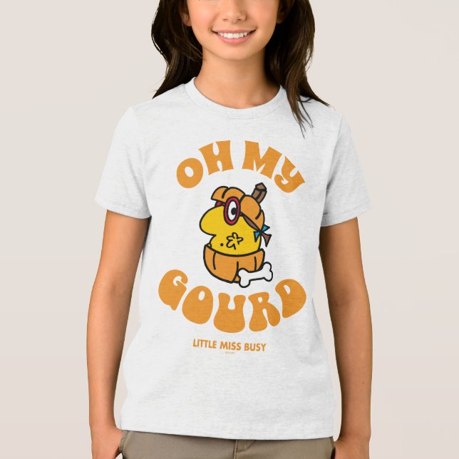 Little Miss Busy Oh My Gourd Halloween Tri-Blend Shirt (Front)