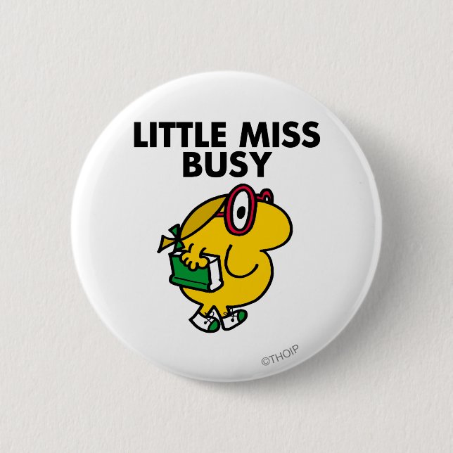 Little Miss Busy | Reading Time Button (Front)
