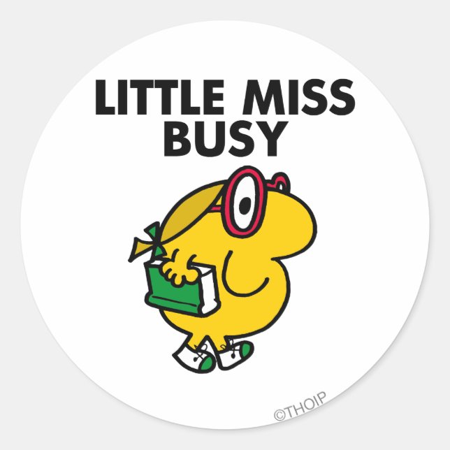 Little Miss Busy | Reading Time Classic Round Sticker (Front)