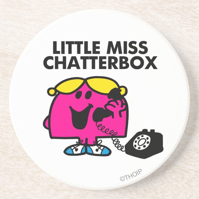 Little Miss Chatterbox & Black Telephone Drink Coaster (Front)