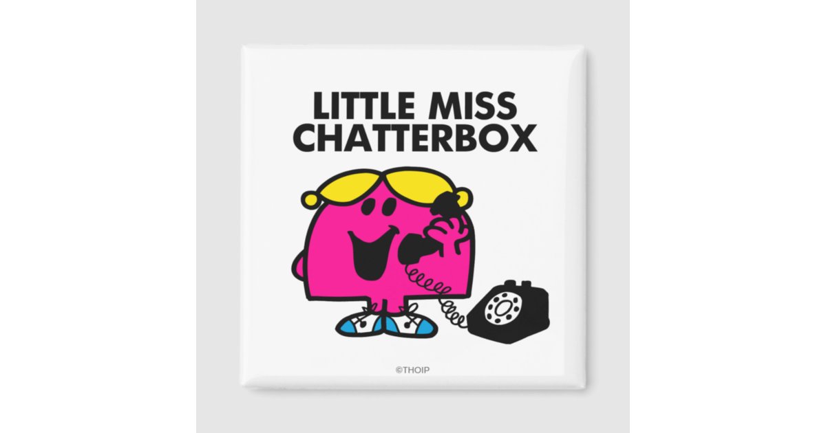 Little Miss Chatterbox & Black Telephone Magnet | Zazzle