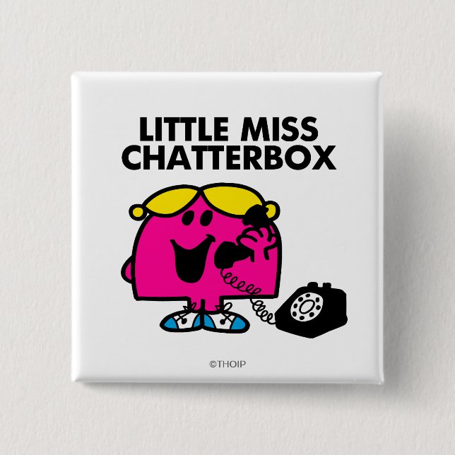 Little Miss Chatterbox & Black Telephone Pinback Button (Front)